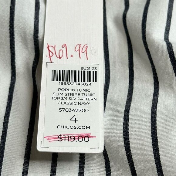 Chico’s SZ 4 Poplin Tunic Top - Picture 8 of 9